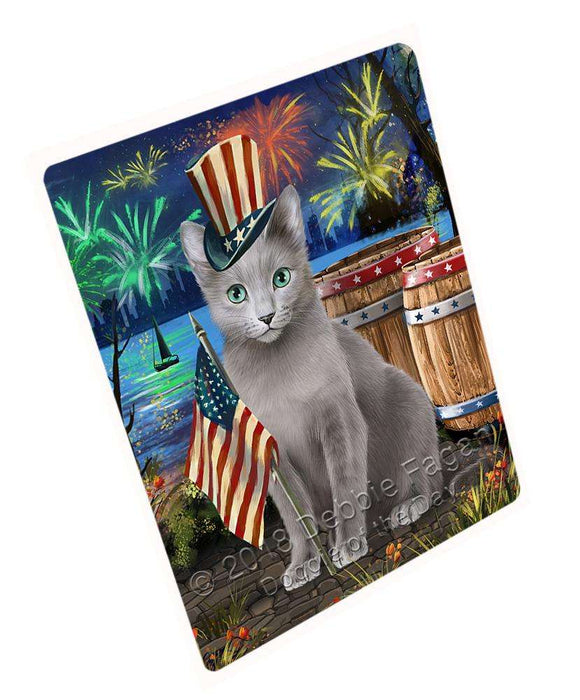 4th of July Independence Day Firework Russian Blue Cat Large Refrigerator / Dishwasher Magnet RMAG85284