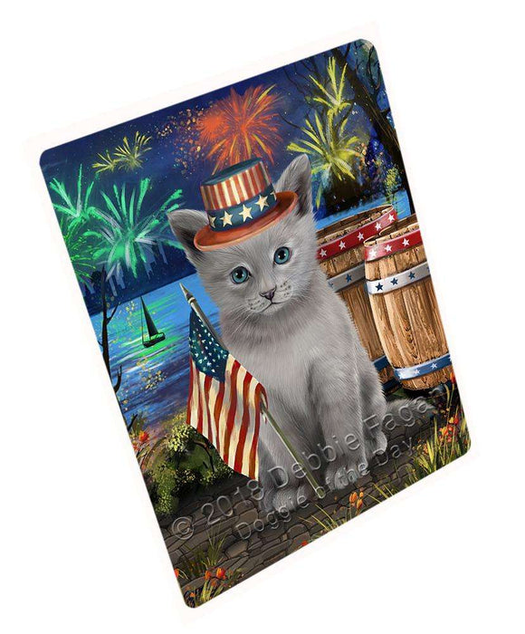 4th of July Independence Day Firework Russian Blue Cat Large Refrigerator / Dishwasher Magnet RMAG85296