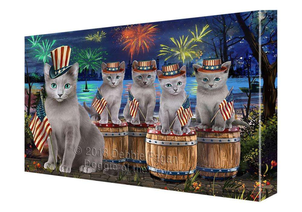4th of July Independence Day Firework Russian Blue Cats Canvas Print Wall Art Décor CVS104876