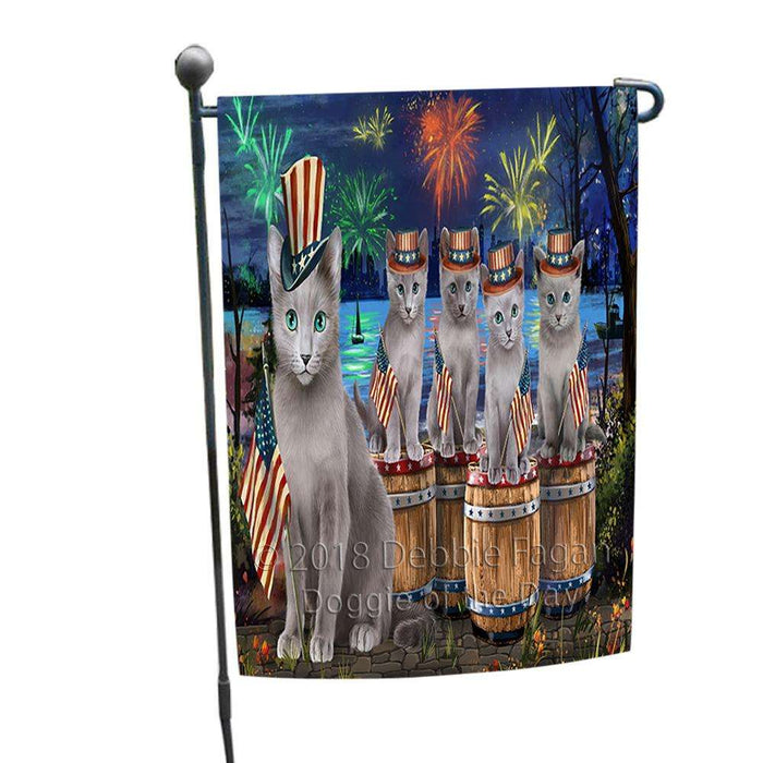 4th of July Independence Day Firework Russian Blue Cats Garden Flag GFLG54176