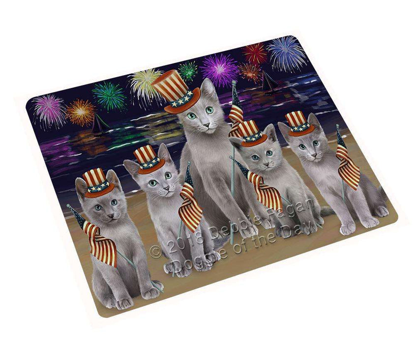 4th of July Independence Day Firework Russian Blue Cats Large Refrigerator / Dishwasher Magnet RMAG74898