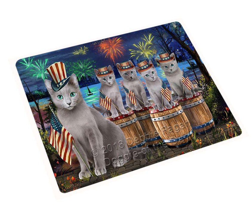 4th of July Independence Day Firework Russian Blue Cats Large Refrigerator / Dishwasher Magnet RMAG85566