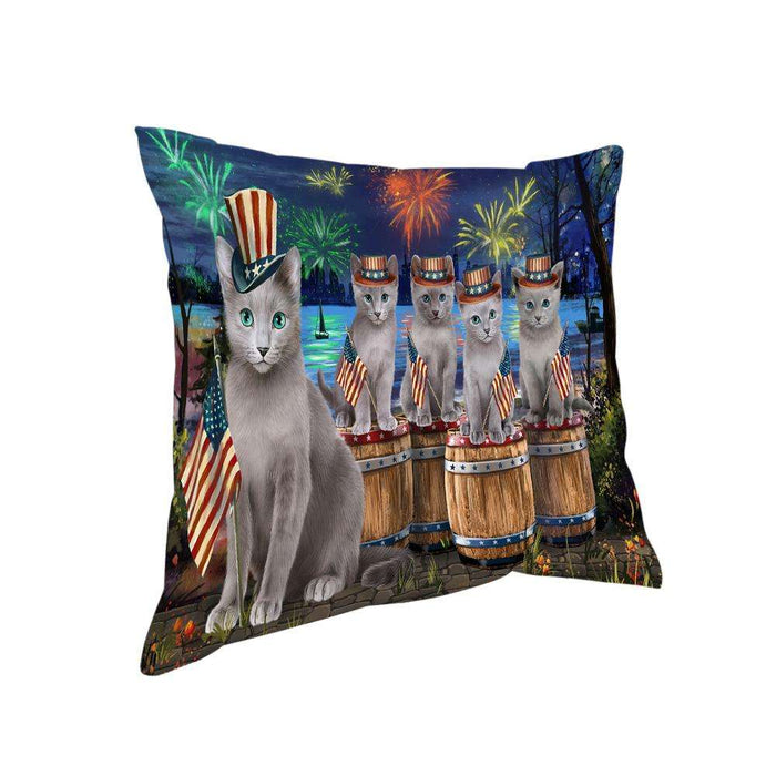 4th of July Independence Day Firework Russian Blue Cats Pillow PIL73080