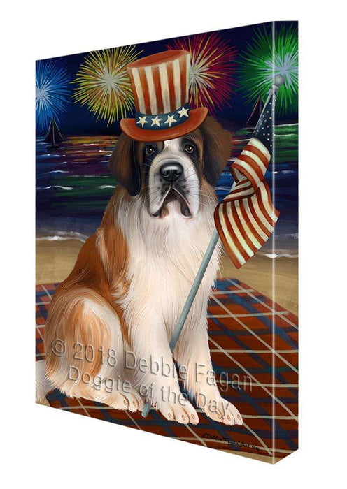 4th of July Independence Day Firework Saint Bernard Dog Canvas Wall Art CVS62278