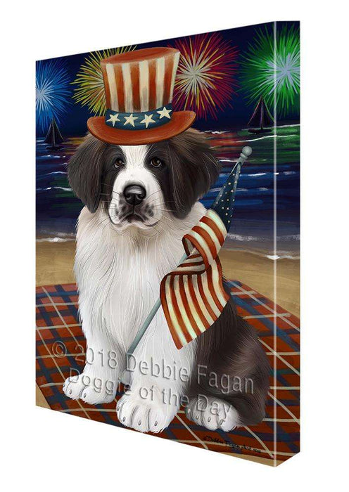 4th of July Independence Day Firework Saint Bernard Dog Canvas Wall Art CVS62296