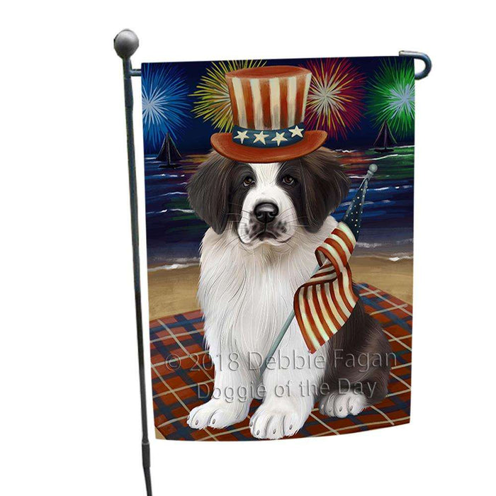 4th of July Independence Day Firework Saint Bernard Dog Garden Flag GFLG49446