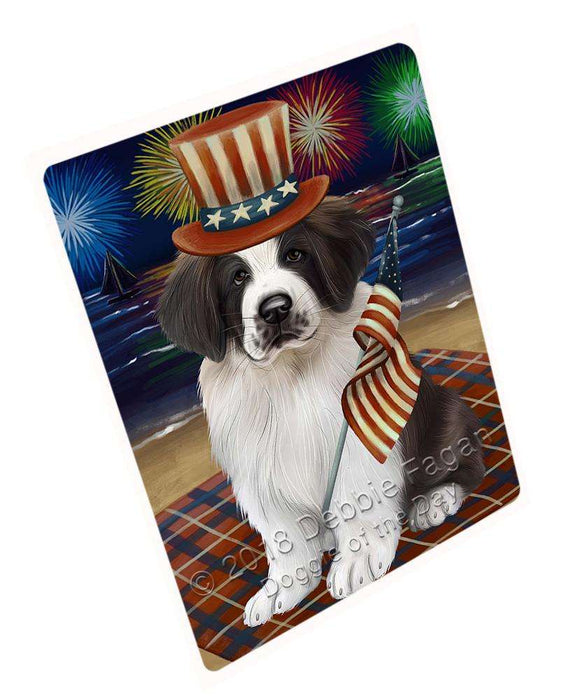 4th of July Independence Day Firework Saint Bernards Dog Tempered Cutting Board C52716