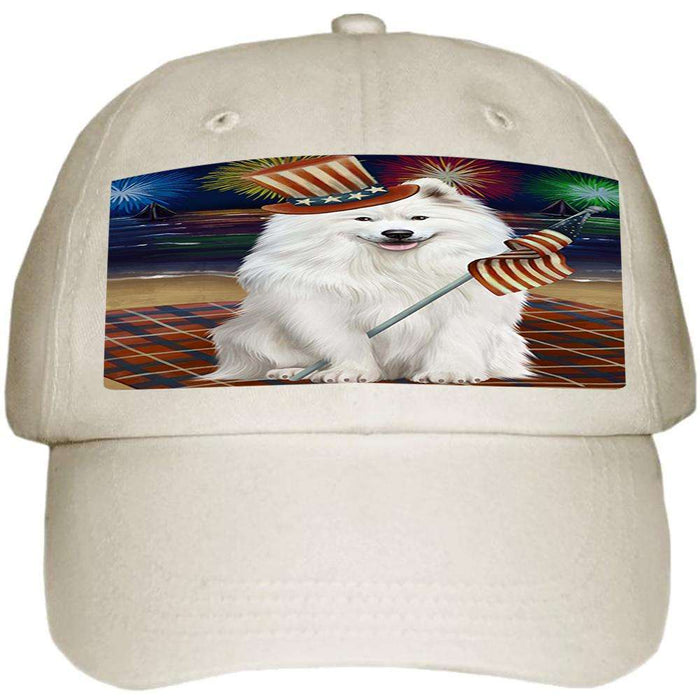 4th of July Independence Day Firework Samoyed Dog Ball Hat Cap HAT50694