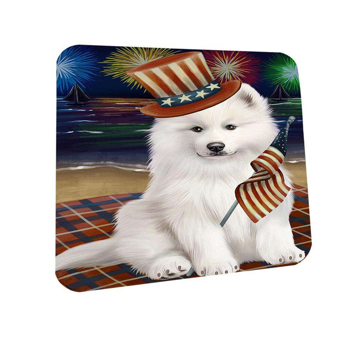 4th of July Independence Day Firework Samoyed Dog Dog Coasters Set of 4 CST48948