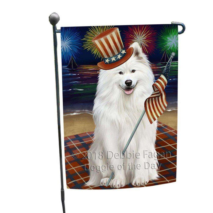 4th of July Independence Day Firework Samoyed Dog Dog Garden Flag GFLG48896