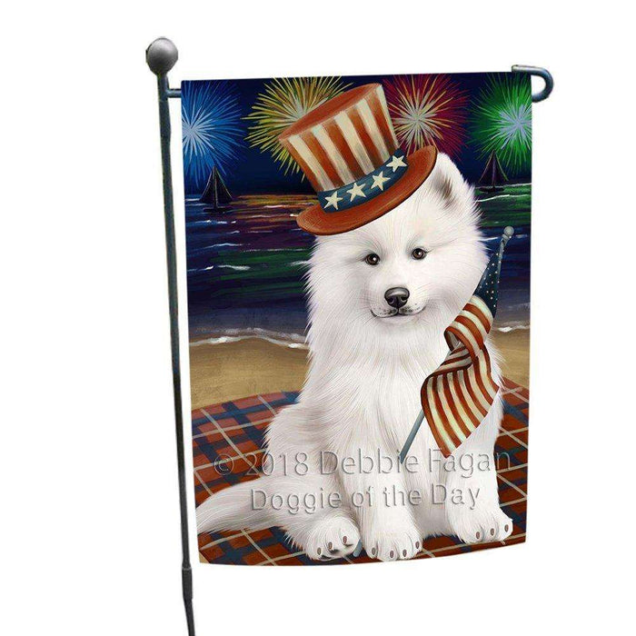 4th of July Independence Day Firework Samoyed Dog Dog Garden Flag GFLG48898