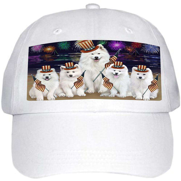 4th of July Independence Day Firework Samoyed Dogs Ball Hat Cap HAT50697