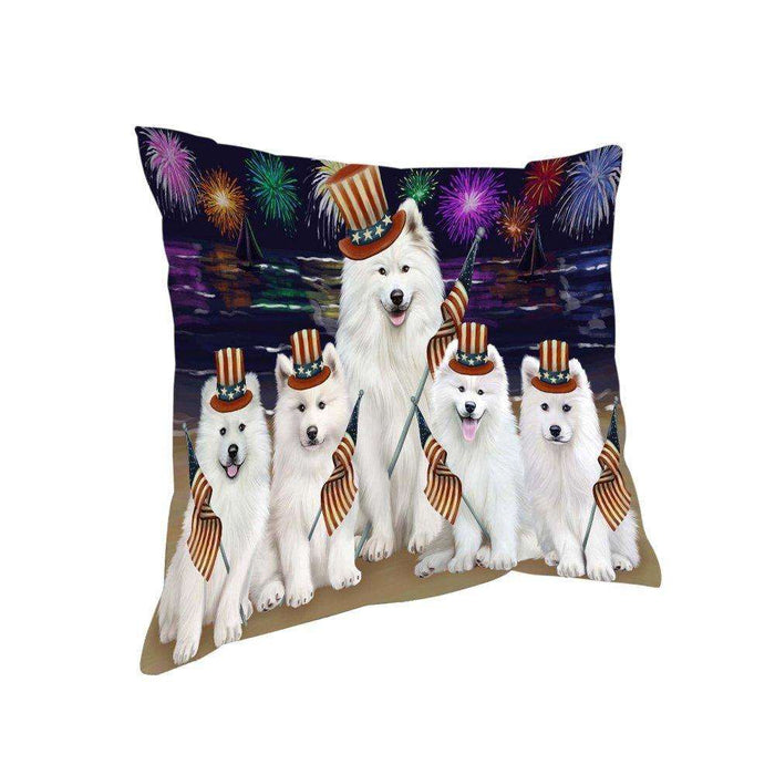4th of July Independence Day Firework Samoyed Dogs Pillow PIL51808