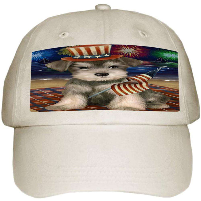 4th of July Independence Day Firework Schnauzer Dog Ball Hat Cap HAT50715