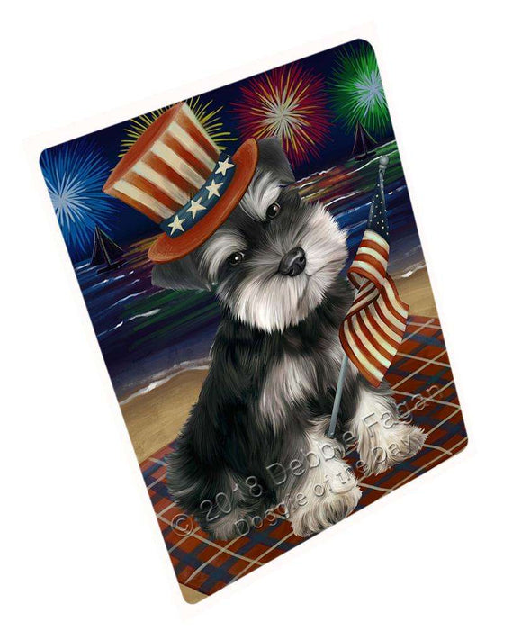 4th of July Independence Day Firework Schnauzer Dog Blanket BLNKT56532 (37x57 Sherpa)