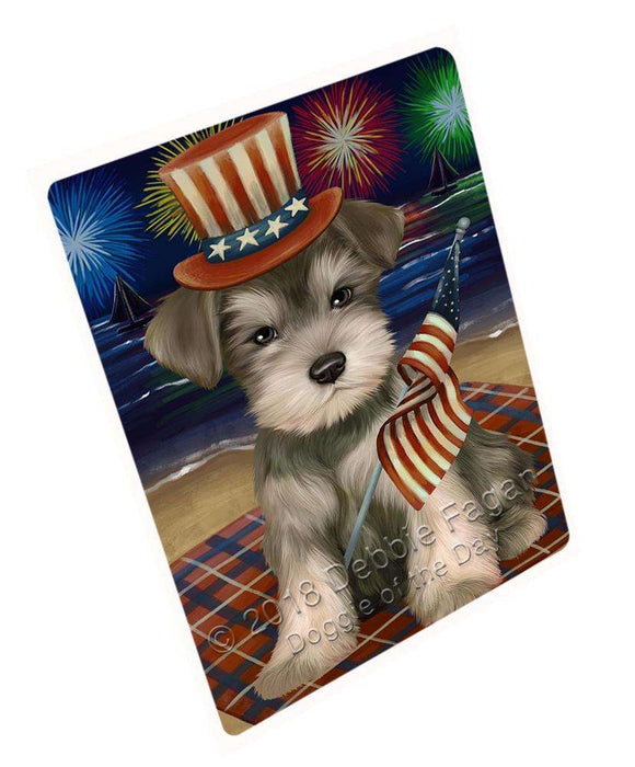 4th of July Independence Day Firework Schnauzer Dog Blanket BLNKT56550 (37x57 Sherpa)