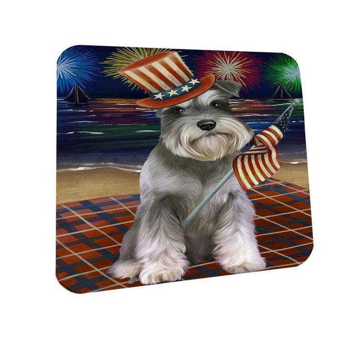 4th of July Independence Day Firework Schnauzer Dog Coasters Set of 4 CST48949