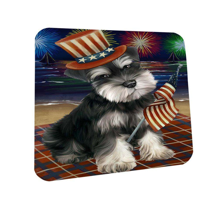 4th of July Independence Day Firework Schnauzer Dog Coasters Set of 4 CST48951