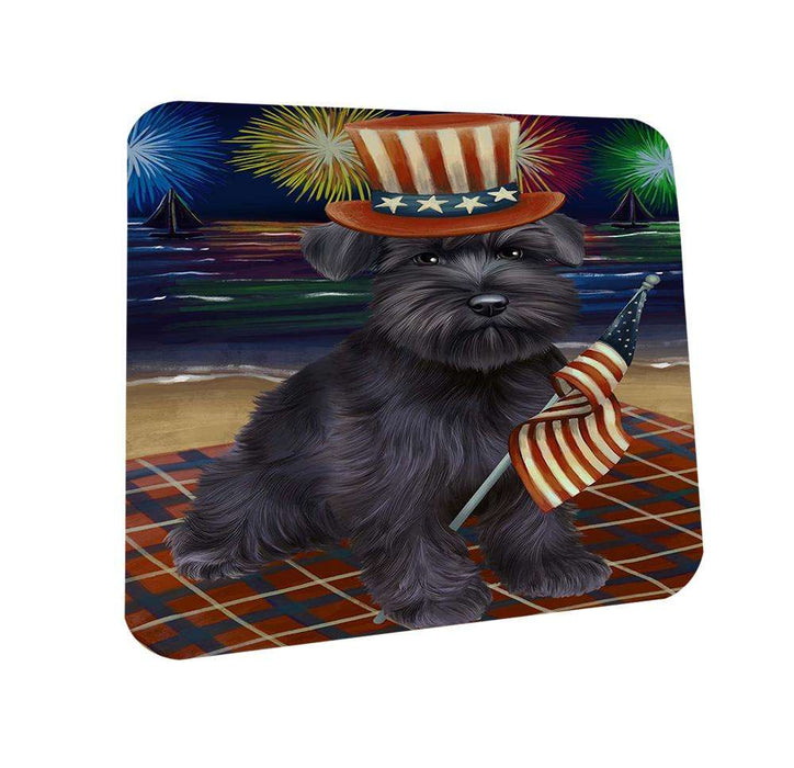 4th of July Independence Day Firework Schnauzer Dog Coasters Set of 4 CST48952
