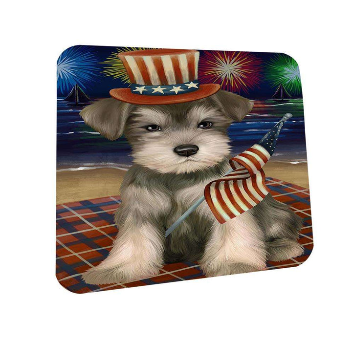 4th of July Independence Day Firework Schnauzer Dog Coasters Set of 4 CST48953