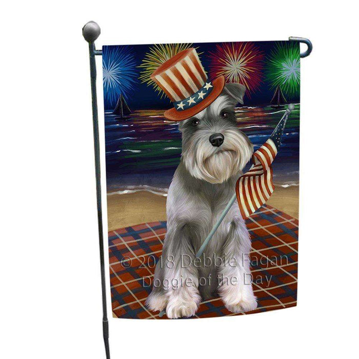 4th of July Independence Day Firework Schnauzer Dog Garden Flag GFLG48899