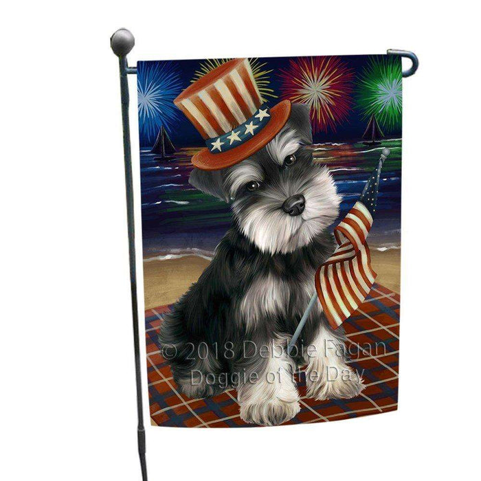 4th of July Independence Day Firework Schnauzer Dog Garden Flag GFLG48901