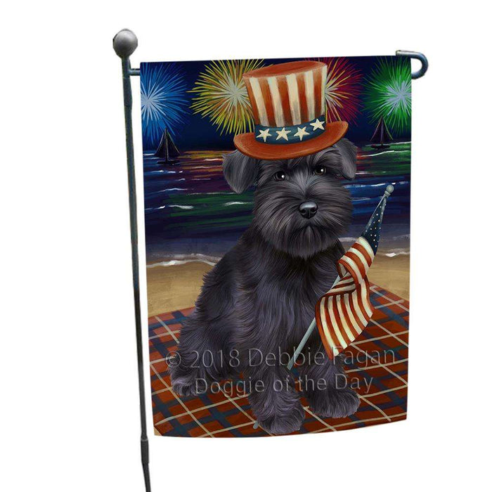 4th of July Independence Day Firework Schnauzer Dog Garden Flag GFLG48902