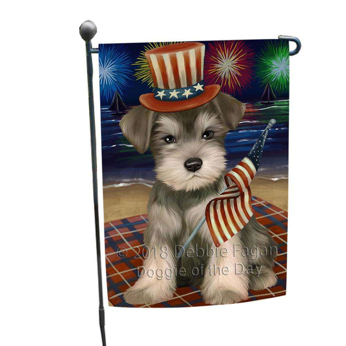 4th of July Independence Day Firework Schnauzer Dog Garden Flag GFLG48903