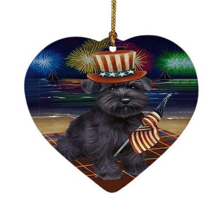 4th of July Independence Day Firework Schnauzer Dog Heart Christmas Ornament HPOR48993