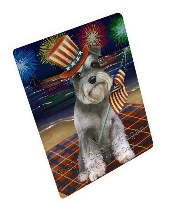 4th of July Independence Day Firework  Schnauzer Dog Large Refrigerator / Dishwasher Magnet RMAG53676