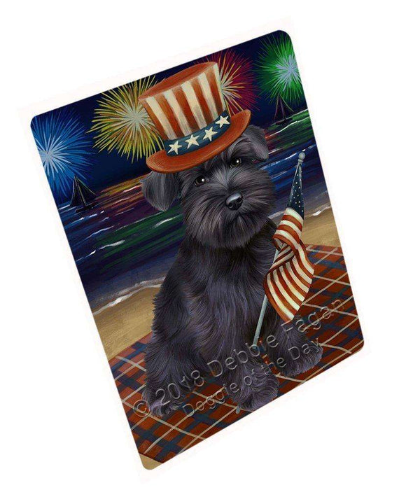 4th of July Independence Day Firework Schnauzer Dog Large Refrigerator / Dishwasher Magnet RMAG53694