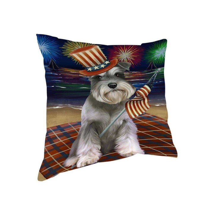 4th of July Independence Day Firework Schnauzer Dog Pillow PIL51816