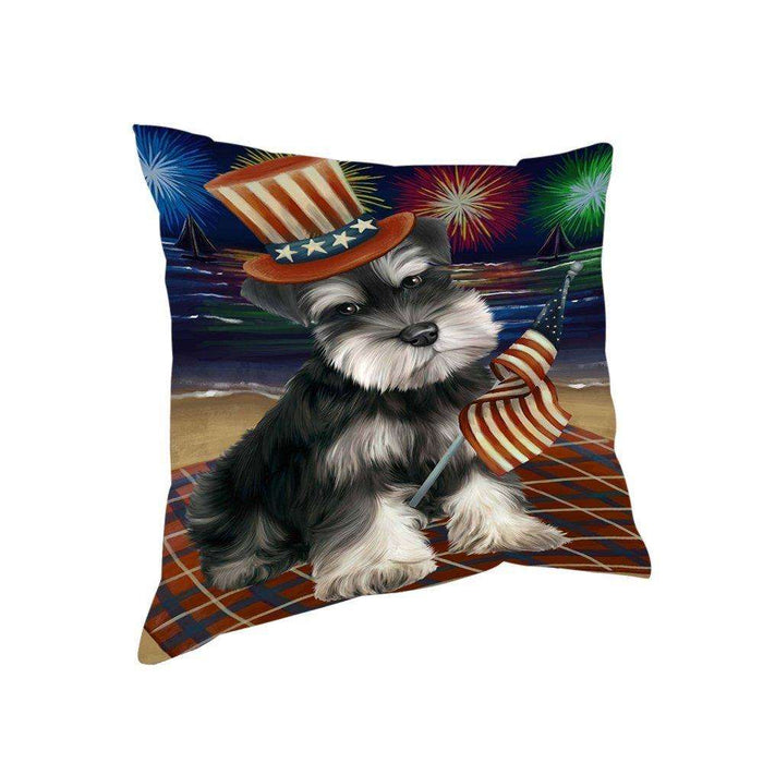 4th of July Independence Day Firework Schnauzer Dog Pillow PIL51824