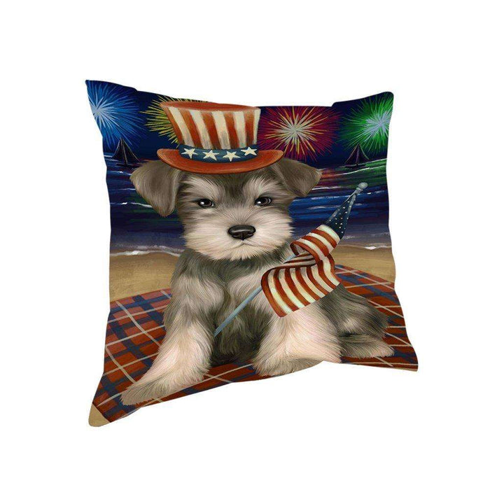4th of July Independence Day Firework Schnauzer Dog Pillow PIL51832