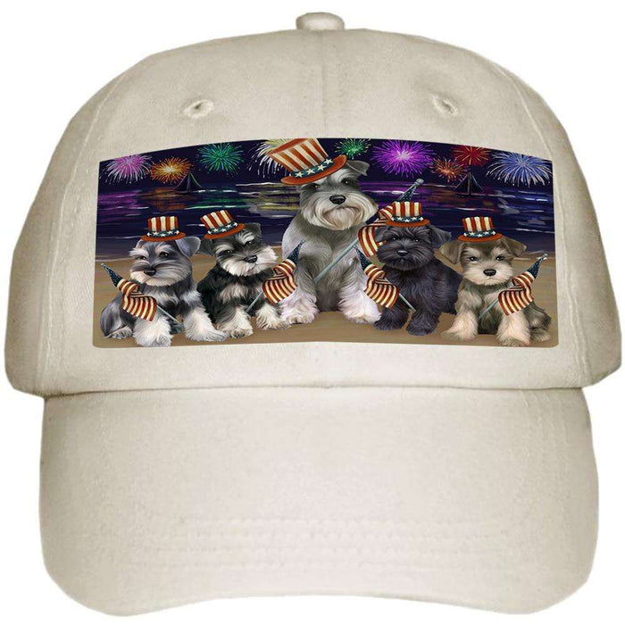 4th of July Independence Day Firework Schnauzers Dog Ball Hat Cap HAT50706