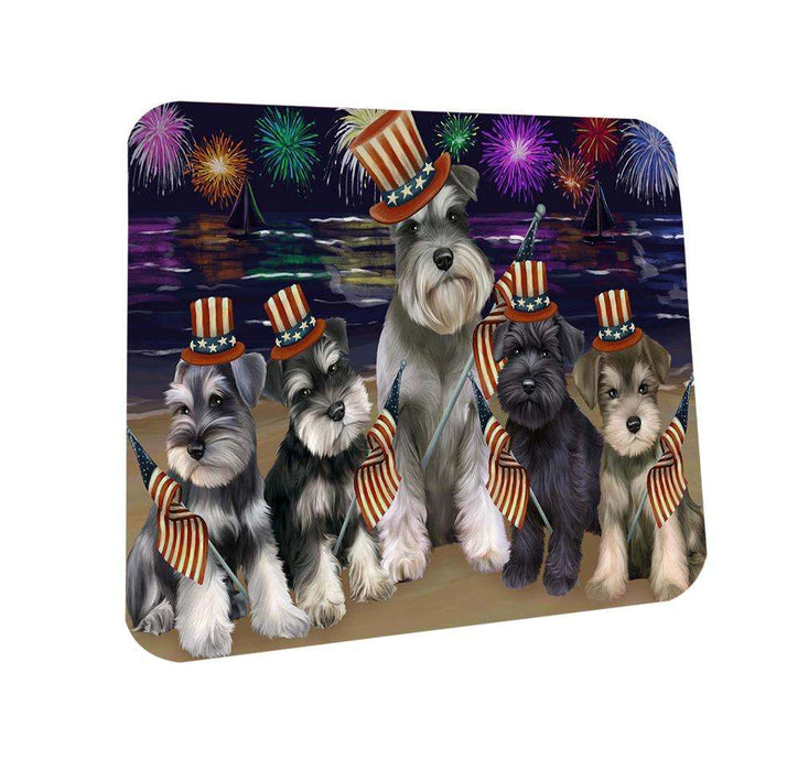 4th of July Independence Day Firework Schnauzers Dog Coasters Set of 4 CST48950