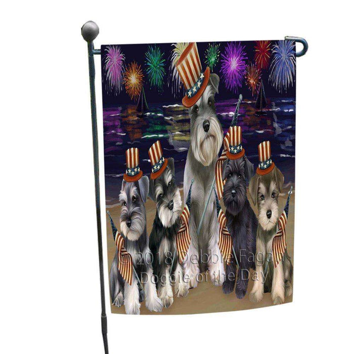 4th of July Independence Day Firework Schnauzers Dog Garden Flag GFLG48900