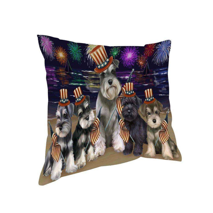 4th of July Independence Day Firework Schnauzers Dog Pillow PIL51820