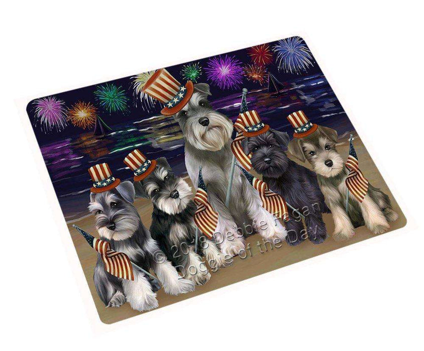 4th of July Independence Day Firework Schnauzers Dog Tempered Cutting Board C50841