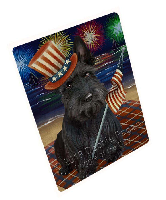 4th of July Independence Day Firework Scottish Terrier Dog Blanket BLNKT56559 (37x57 Sherpa)