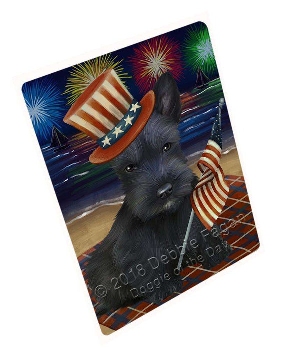 4th of July Independence Day Firework Scottish Terrier Dog Blanket BLNKT56577 (37x57 Sherpa)