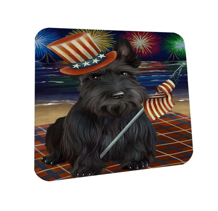 4th of July Independence Day Firework Scottish Terrier Dog Coasters Set of 4 CST48954