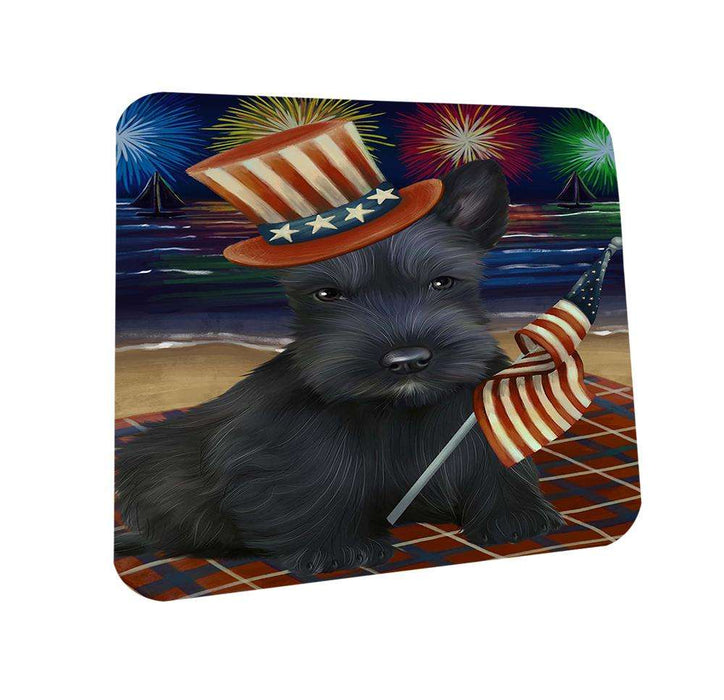 4th of July Independence Day Firework Scottish Terrier Dog Coasters Set of 4 CST48956