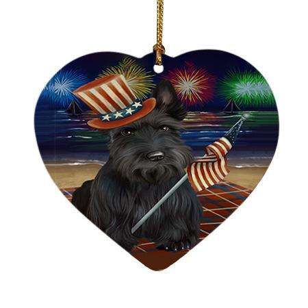 4th of July Independence Day Firework Scottish Terrier Dog Heart Christmas Ornament HPOR48995