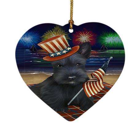 4th of July Independence Day Firework Scottish Terrier Dog Heart Christmas Ornament HPOR48997
