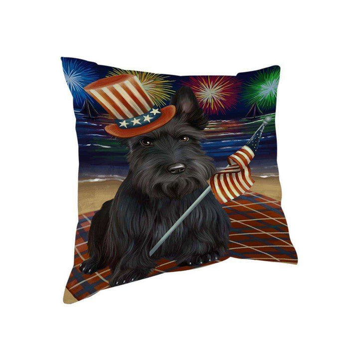 4th of July Independence Day Firework Scottish Terrier Dog Pillow PIL51836