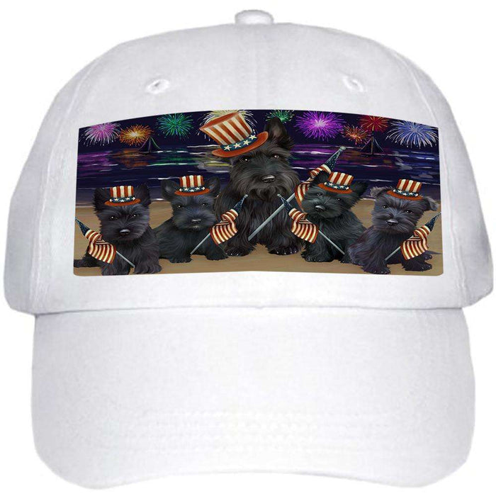 4th of July Independence Day Firework Scottish Terriers Dog Ball Hat Cap HAT50721