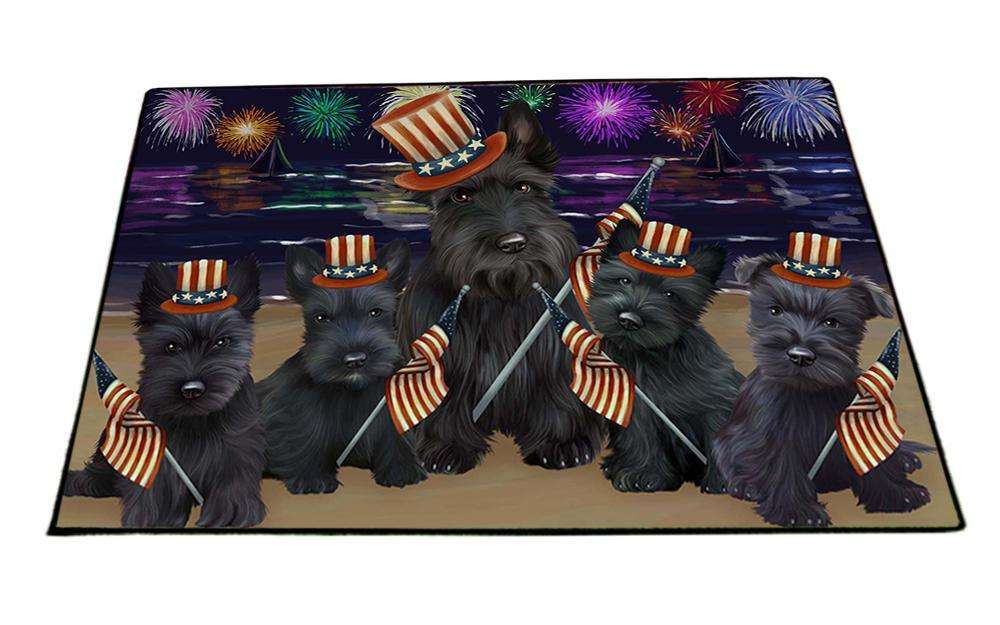 4th of July Independence Day Firework Scottish Terriers Dog Floormat FLMS49470