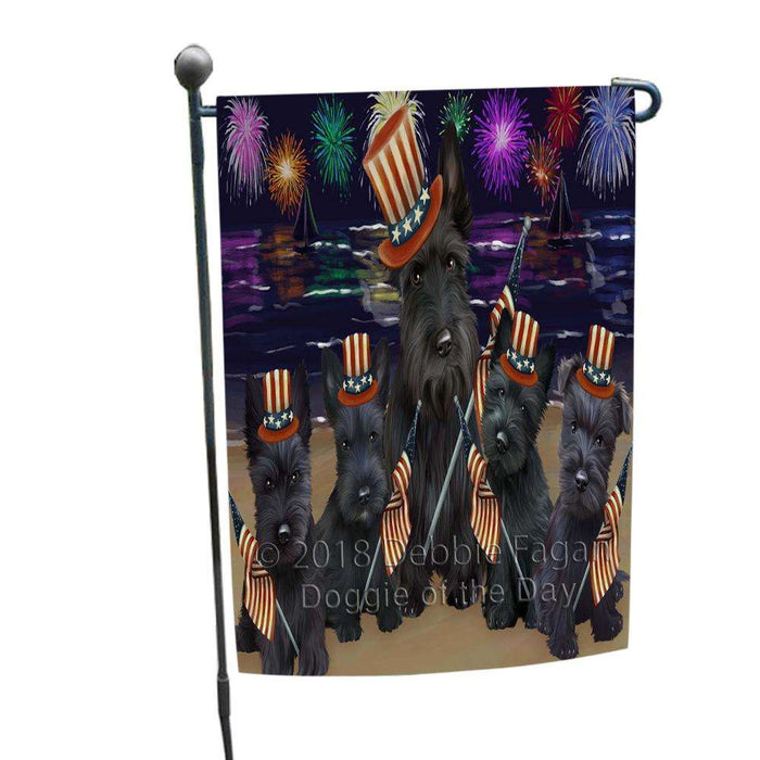 4th of July Independence Day Firework Scottish Terriers Dog Garden Flag GFLG48905