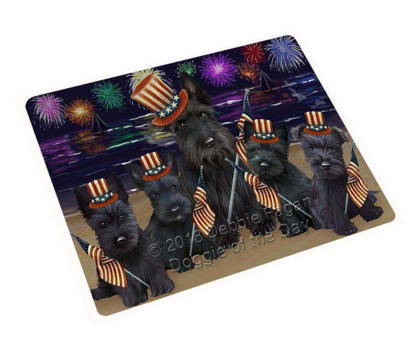4th of July Independence Day Firework Scottish Terriers Dog Large Refrigerator / Dishwasher Magnet RMAG53712